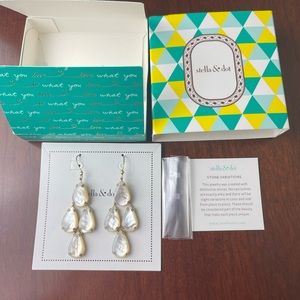 Stella & Dot Botanical Chandeliers Gold & White Earrings